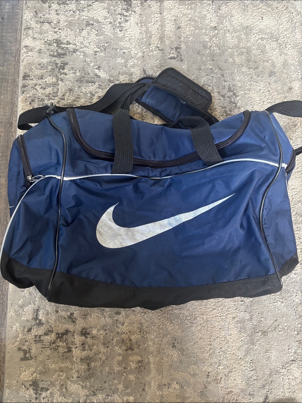 Nike Navy Blue Duffel with White Swoosh